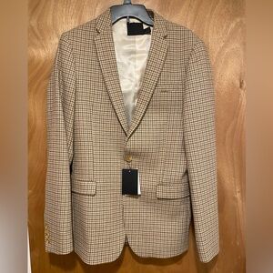Men's Houndstooth Beige Blazer - Classic Tailored Jacket